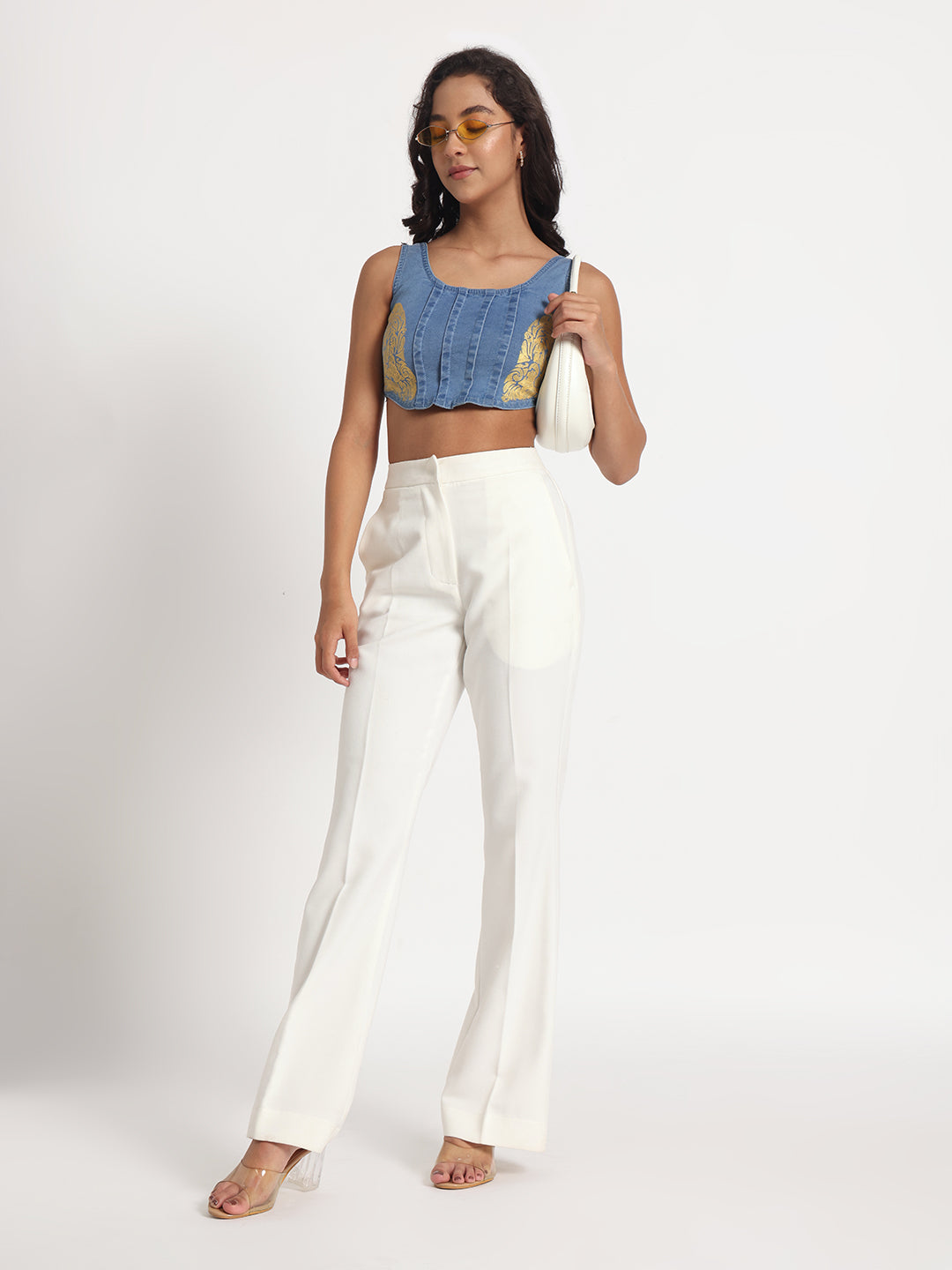 Golden Grace Denim Crop Top