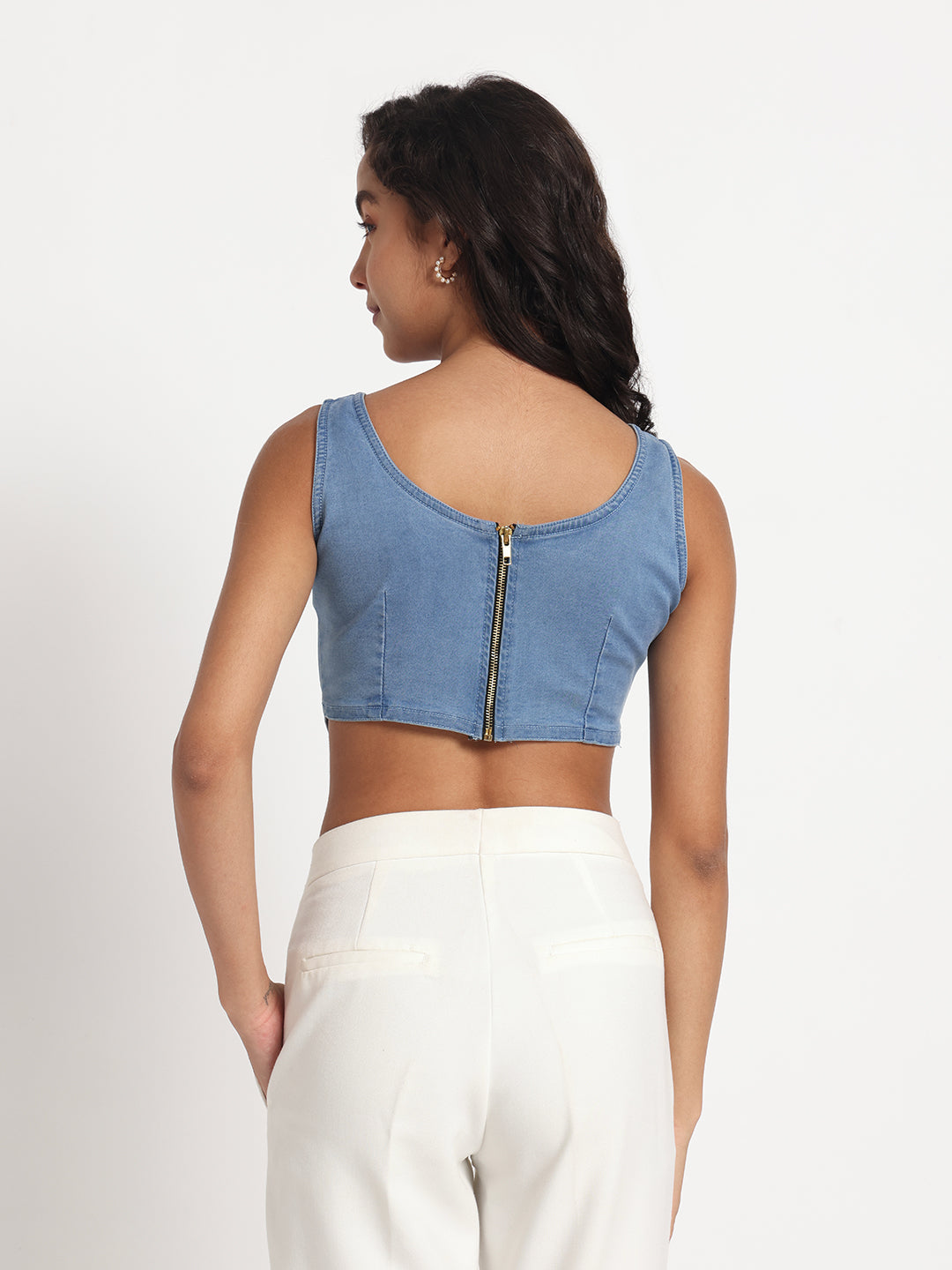 Sunflower Bliss Hand-Painted Denim Crop Top