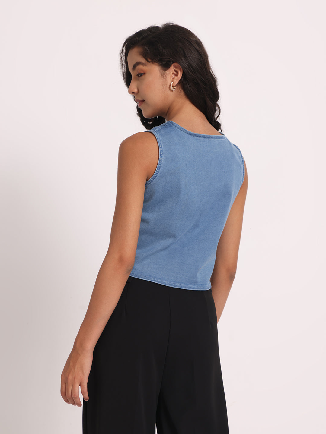 Faithful Elegance Buttoned Denim Vest Top