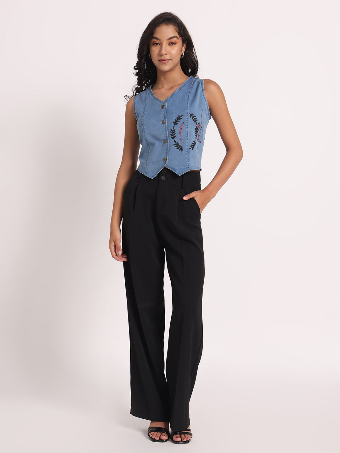 Faithful Elegance Buttoned Denim Vest Top
