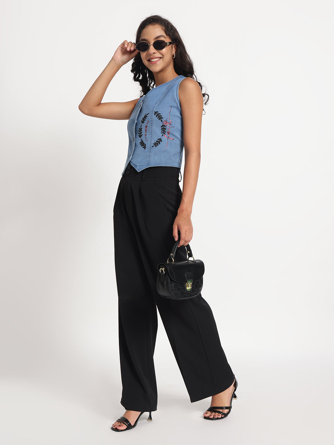 Faithful Elegance Buttoned Denim Vest Top