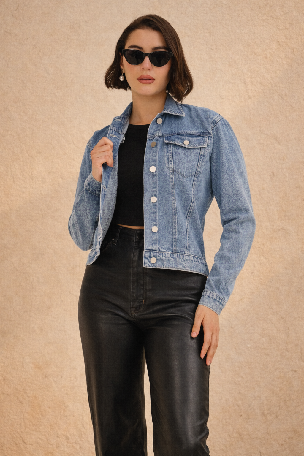 Pink Blossom Hand-Painted Denim Jacket for Women – Limited Edition Floral Art Jacket