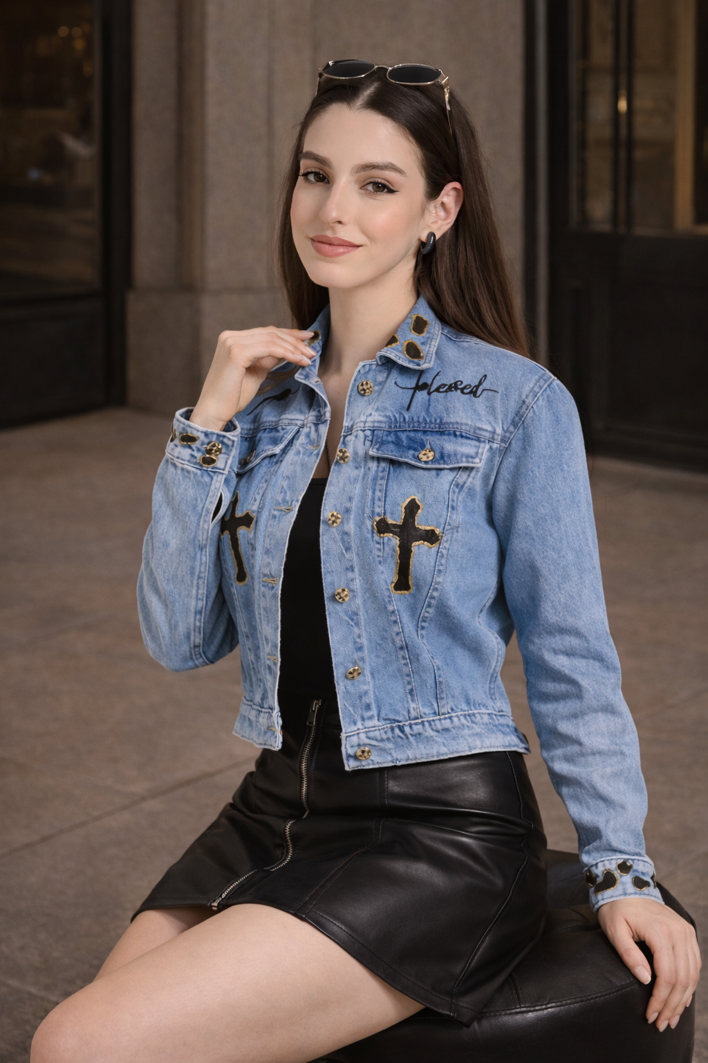 Faith Love Blessed Hand-Painted Denim Jacket | Christian Artwear
