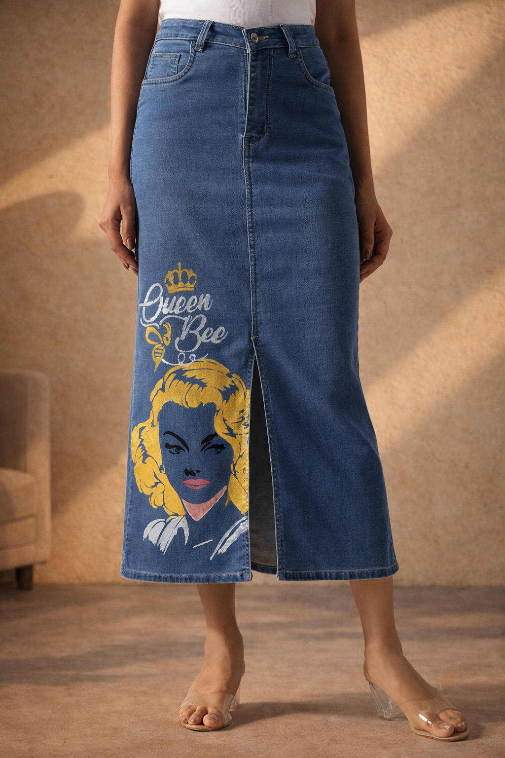 Gotamoda Queen Bee Denim Midi Skirt