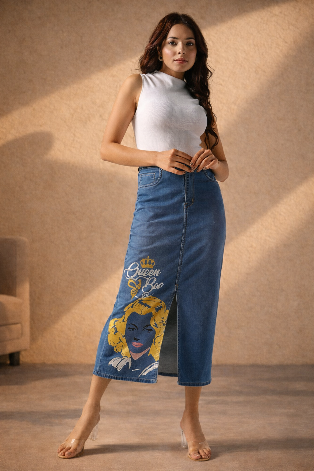 Gotamoda Queen Bee Denim Maxi Skirt