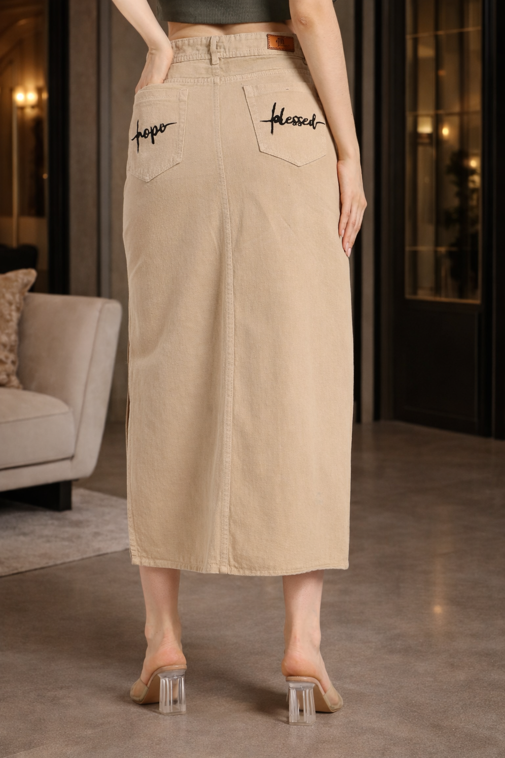 Love & Forgiven Hand-Painted Denim Skirt | Christian Modest Wear