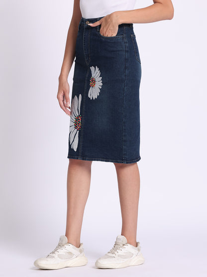 Daisy Dream Denim Midi Skirt