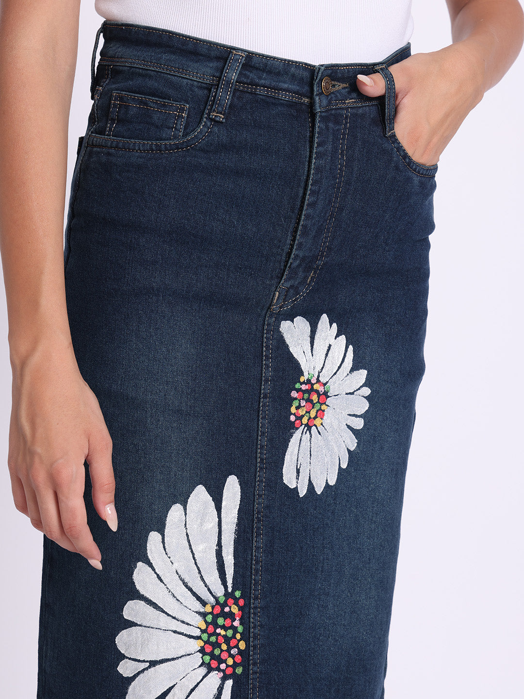 Daisy Dream Denim Midi Skirt