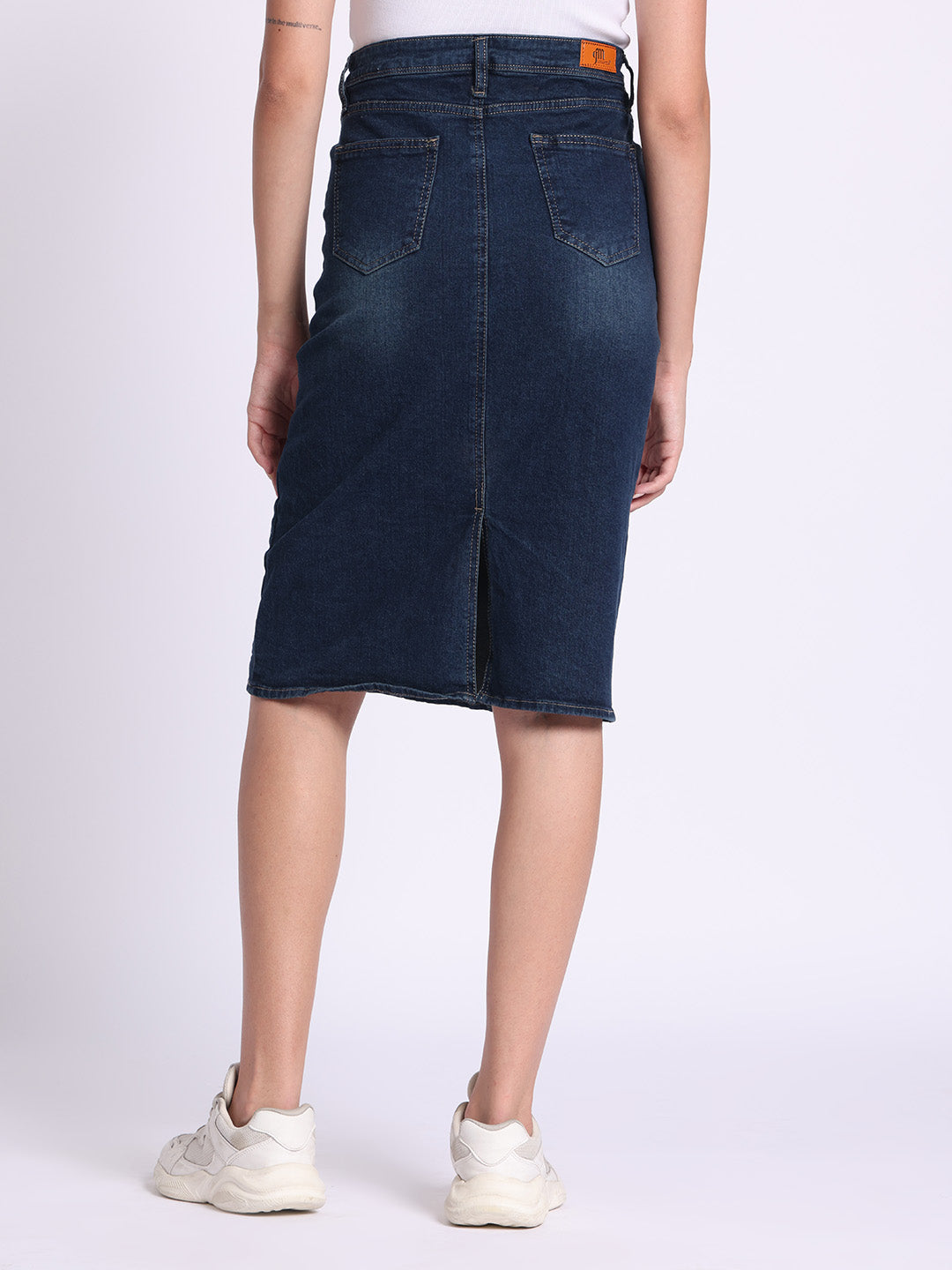 &quot;Fierce&quot; Inspirational Denim Midi Skirt