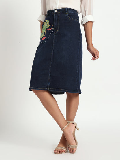 Bloom with Grace Hand-Painted Denim Skirt