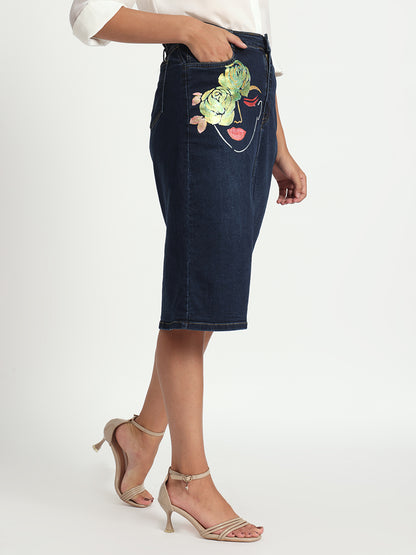 Bloom with Grace Hand-Painted Denim Skirt
