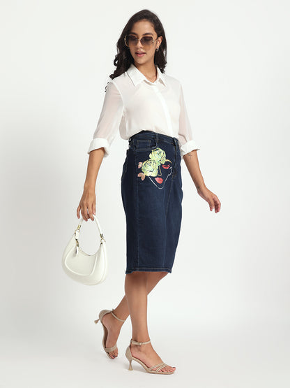 Bloom with Grace Hand-Painted Denim Skirt