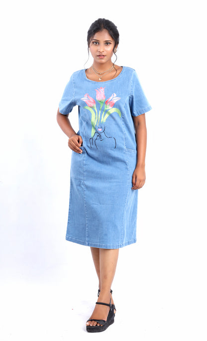 Tulip Bloom Denim Dress