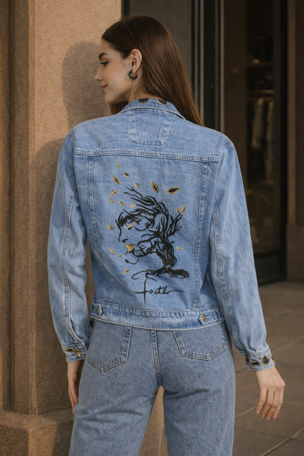Faith Love Blessed Hand-Painted Denim Jacket | Christian Artwear