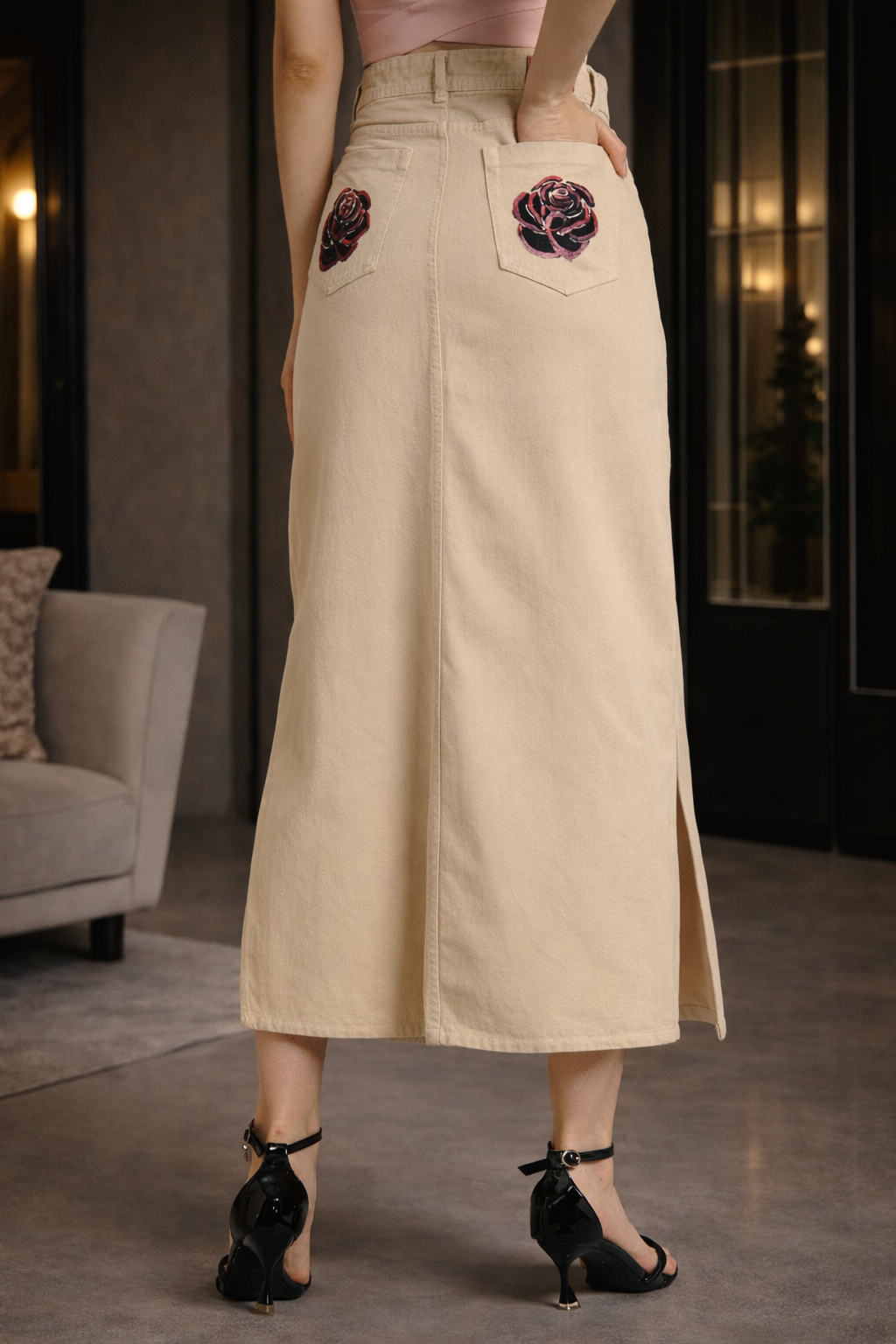 Pray Wait Trust Hand-Painted Denim Skirt | Christian Modest Fashion