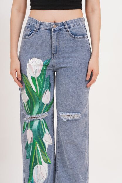 Tulip Bloom Jeans- Non stretch Artist edition