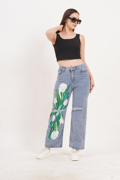 Tulip Bloom Jeans- Non stretch Artist edition