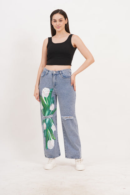 Tulip Bloom Jeans- Non stretch Artist edition
