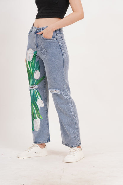 Tulip Bloom Jeans- Non stretch Artist edition