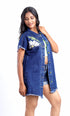 Gotamoda casual denim jacket for women with floral embroidery and short sleeves
