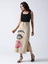 Gotamoda Pop Art Glam Hand Painted Denim Skirt with eye and lips design worn with black tank top
