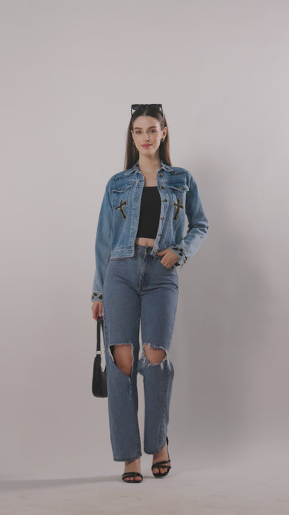 Faith Love Blessed Hand-Painted Denim Jacket | Christian Artwear