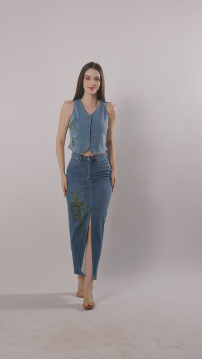 BELIEVE Hand-Painted Denim Co-ord Set